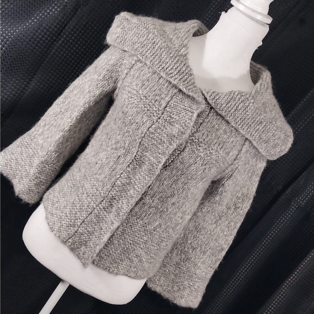 ANN TAYLOR LOFT! ALPACA & WOOL BLEND BULKY, WIDE COLLAR CARDI SWEATER! SZ XS